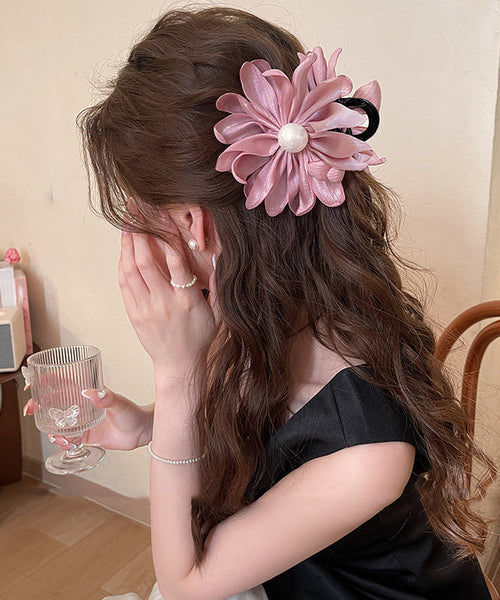 Hairpin Pink Pearl Modern Art Floral Fabric Acrylic FashionChic