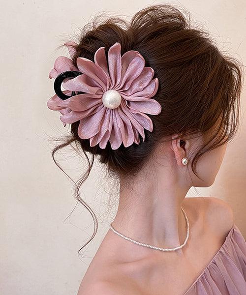 Hairpin Pink Pearl Modern Art Floral Fabric Acrylic FashionChic