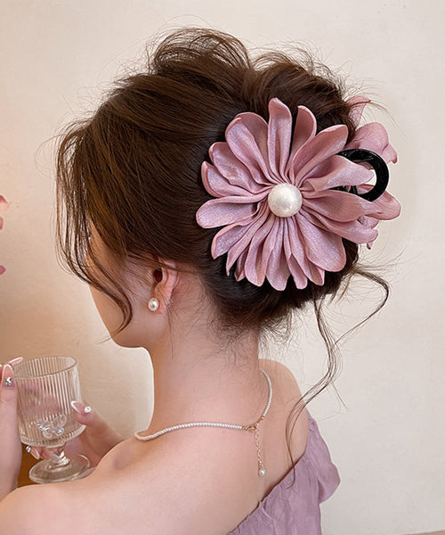 Hairpin Pink Pearl Modern Art Floral Fabric Acrylic FashionChic