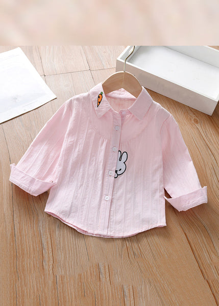 Modern Pink Peter Pan Collar Print Cotton Girls Blouse Long Sleeve YU1033 WS-RCTZ-LTP240529