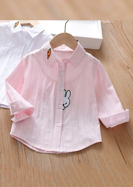 Modern Pink Peter Pan Collar Print Cotton Girls Blouse Long Sleeve YU1033 WS-RCTZ-LTP240529