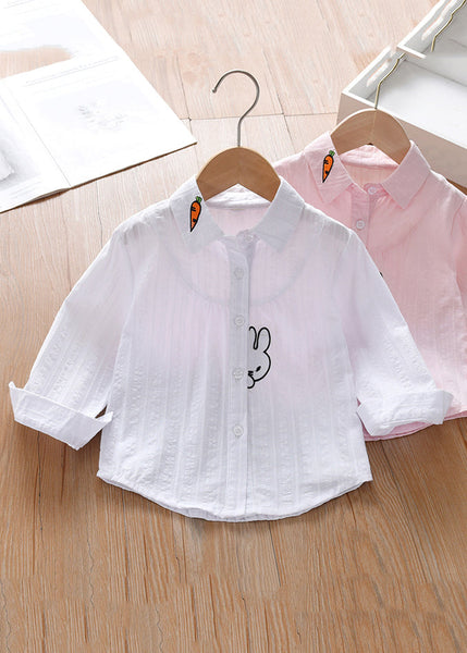 Modern Pink Peter Pan Collar Print Cotton Girls Blouse Long Sleeve YU1033 WS-RCTZ-LTP240529