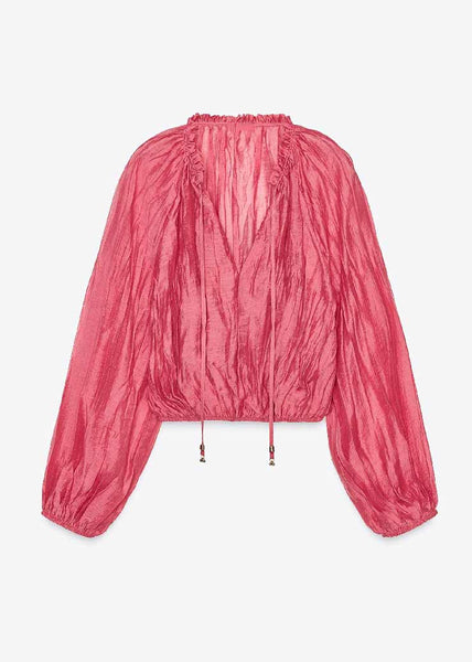 Set Ruffled Fall Patchwork Pieces Two Pink Cotton Modern FashionChic