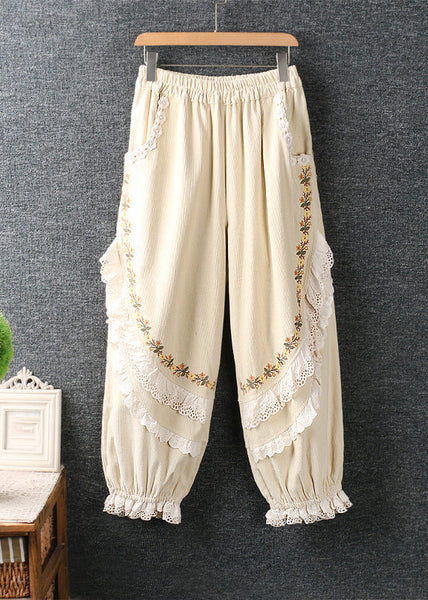 Modern Purple Embroidered Lace Ruffled Patchwork High Waist Lantern Pants VB1044 Ada Fashion
