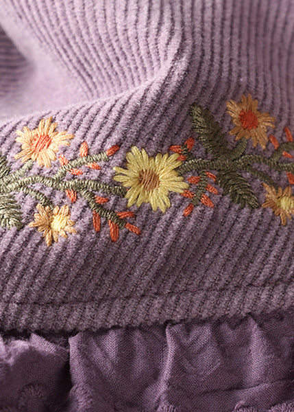 Modern Purple Embroidered Lace Ruffled Patchwork High Waist Lantern Pants VB1044 Ada Fashion