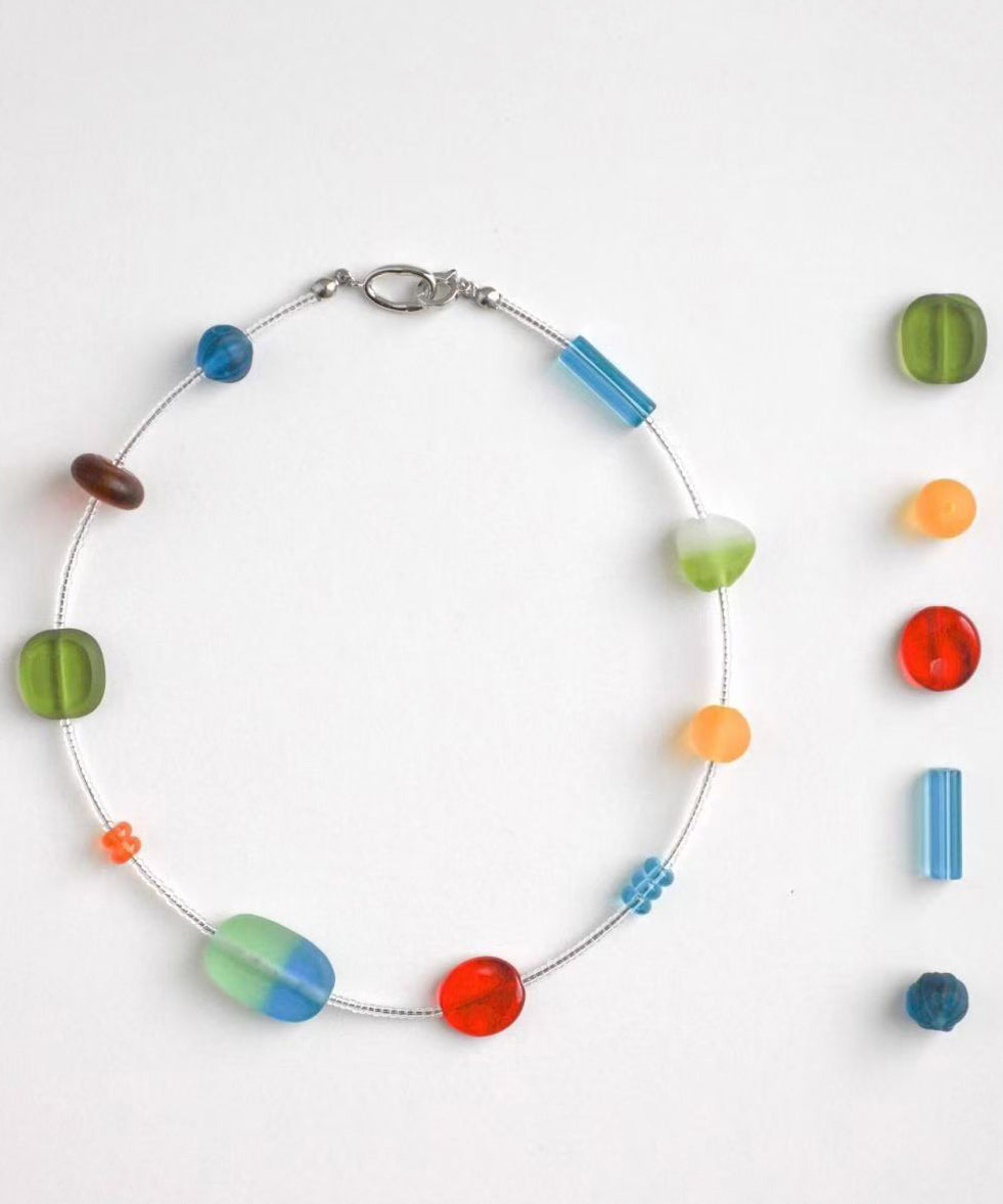 Necklace Alloy Asymmetrical Beads Modern Bead Gratuated Rainbow FashionChic