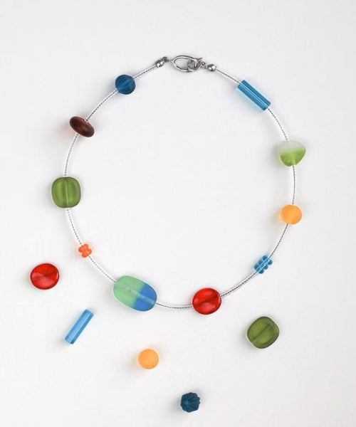 Necklace Alloy Asymmetrical Beads Modern Bead Gratuated Rainbow FashionChic