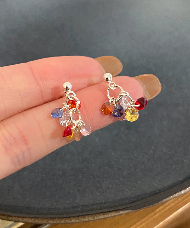 Earrings Alloy Modern Rainbow Drop Zircon Beads FashionChic