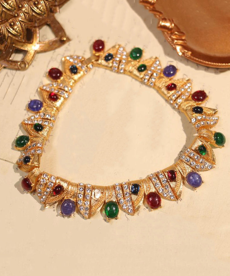 Modern Rainbow Ancient Gold Zircon Gem Stone Choker GH1029 Ada Fashion