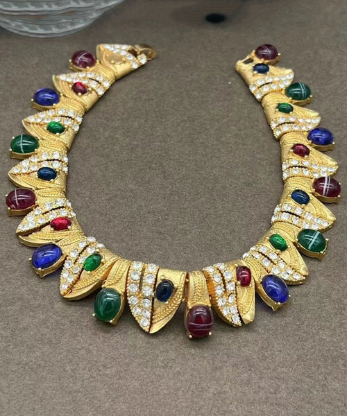 Modern Rainbow Ancient Gold Zircon Gem Stone Choker GH1029 Ada Fashion