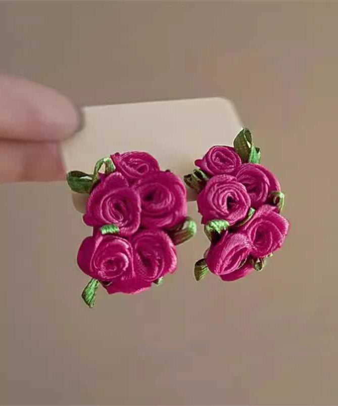 Modern Rose Cloth Floral Stud Earrings YA045 ABC