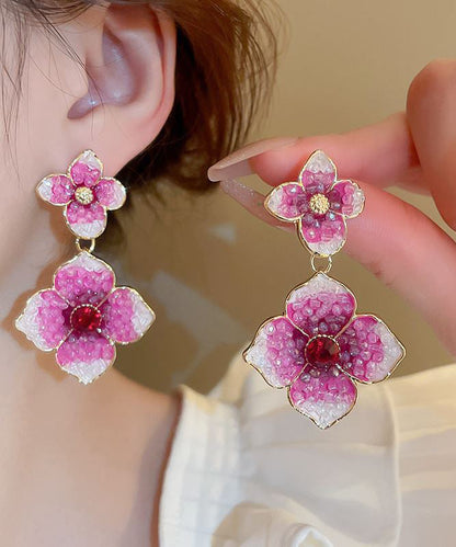 Modern Rose Gradient Color Alloy Zircon Floral Drop Earrings GH1013 Ada Fashion