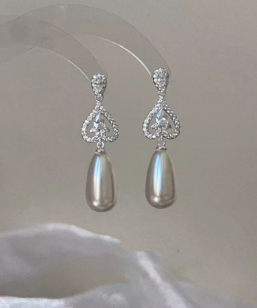 Silk Modern Earrings Drop Copper Overgild Zircon Pearl FashionChic