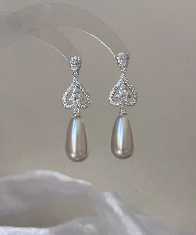 Silk Modern Earrings Drop Copper Overgild Zircon Pearl FashionChic