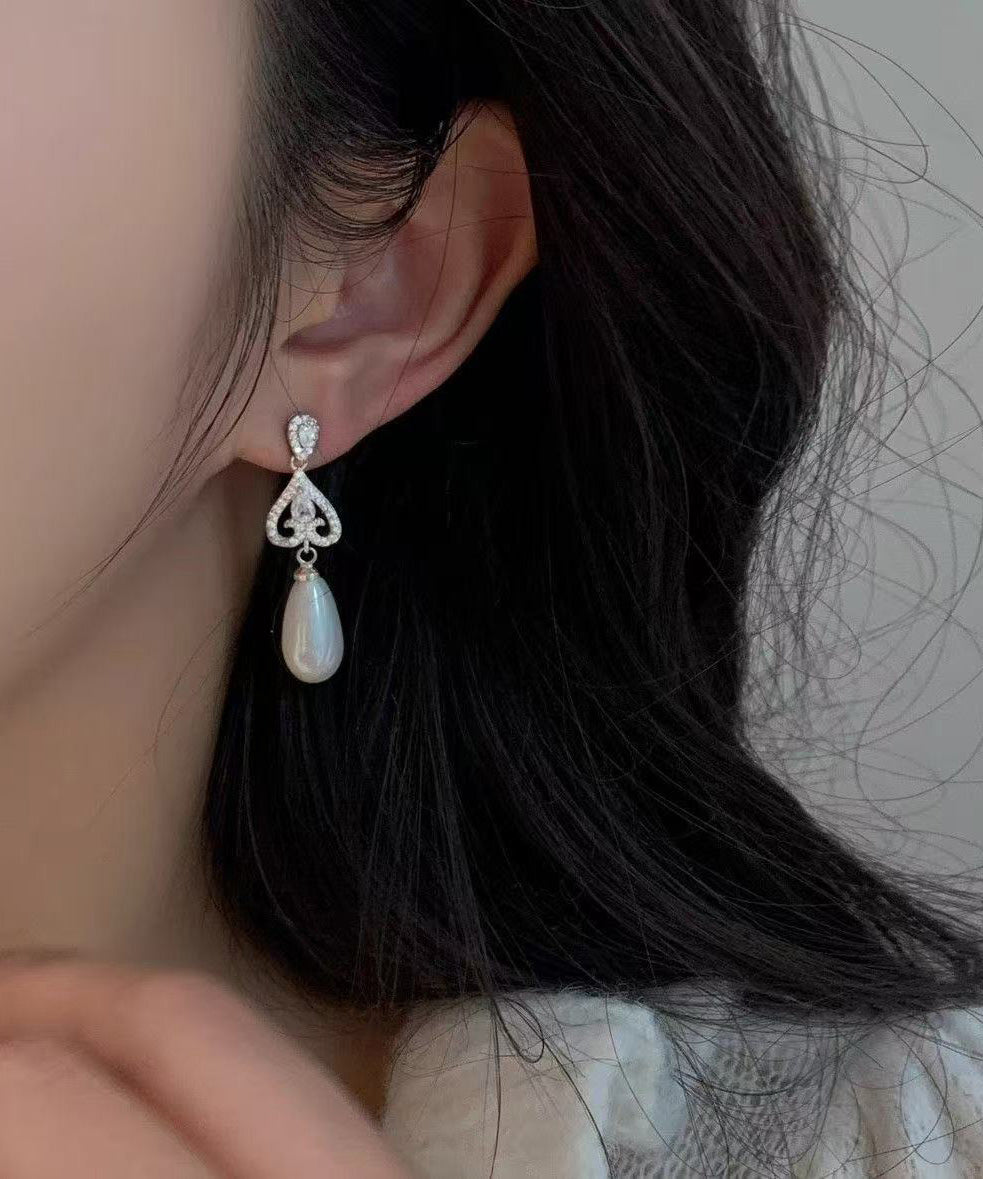 Silk Modern Earrings Drop Copper Overgild Zircon Pearl FashionChic