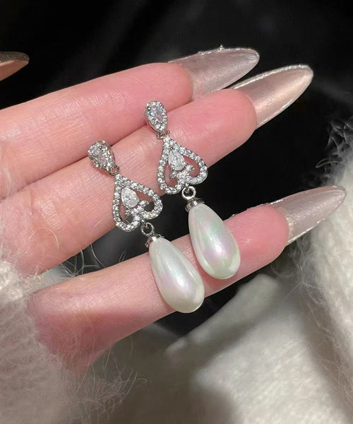 Silk Modern Earrings Drop Copper Overgild Zircon Pearl FashionChic