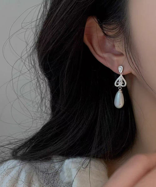 Silk Modern Earrings Drop Copper Overgild Zircon Pearl FashionChic