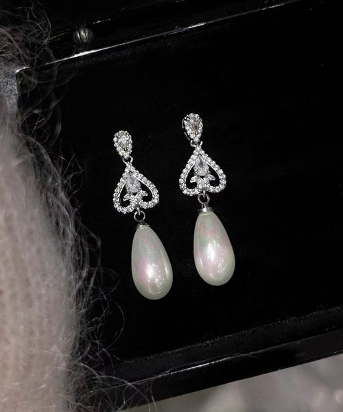 Silk Modern Earrings Drop Copper Overgild Zircon Pearl FashionChic