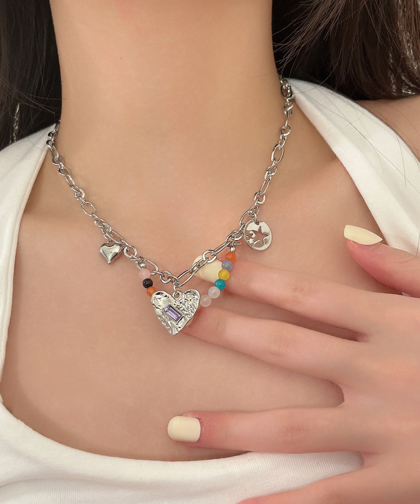 Modern Silk Stainless Steel Love Beading Star Tasse Pendant Necklace GH1037 Ada Fashion