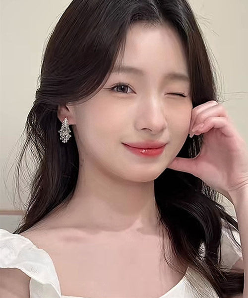 Sterling Zircon Tassel Silk Silver Earrings Fireworks Modern Drop FashionChic