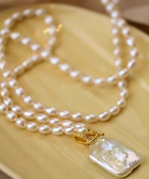 Pearl White Alloy Pendant Modern Necklace FashionChic