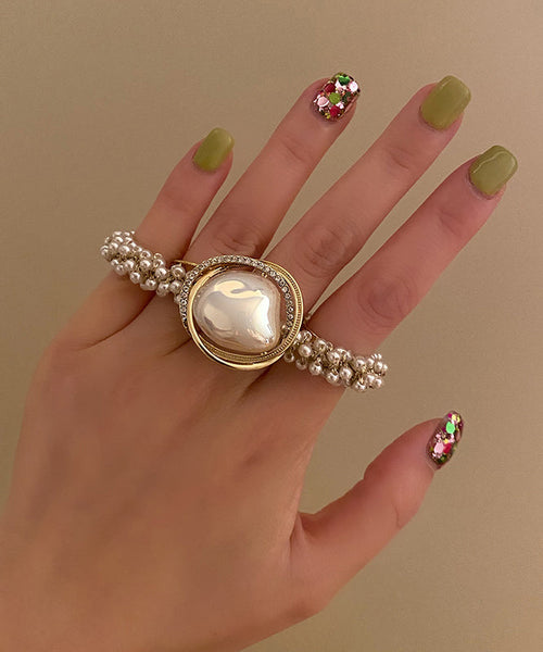 Modern White Alloy Pearl Zircon Hair Rope ET033 ABC