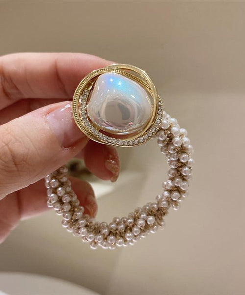 Modern White Alloy Pearl Zircon Hair Rope ET033 ABC