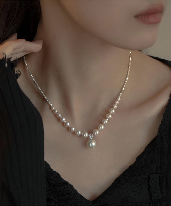 Modern White Copper Overgild Pearl Zircon Pendant Necklace ZZ072 JEW-NLC240613