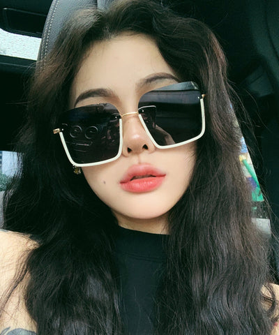 Modern White Haute Couture Women's White Half Frame Sunscreen Sunglasses XS1046 Ada Fashion