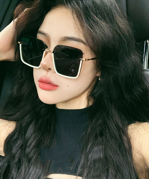 Modern White Haute Couture Women's White Half Frame Sunscreen Sunglasses XS1046 Ada Fashion