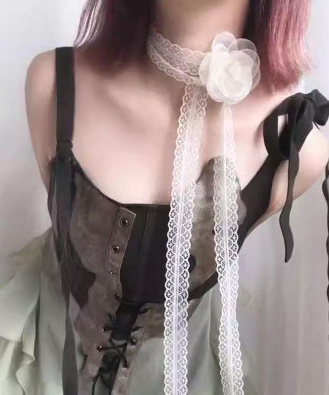 Modern White Lace Hollow Out Floral Necklace YA006 ABC