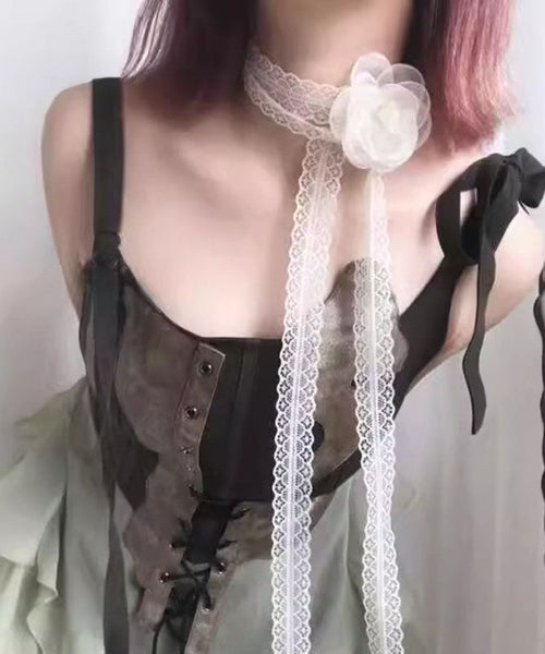 Modern White Lace Hollow Out Floral Necklace YA006 ABC