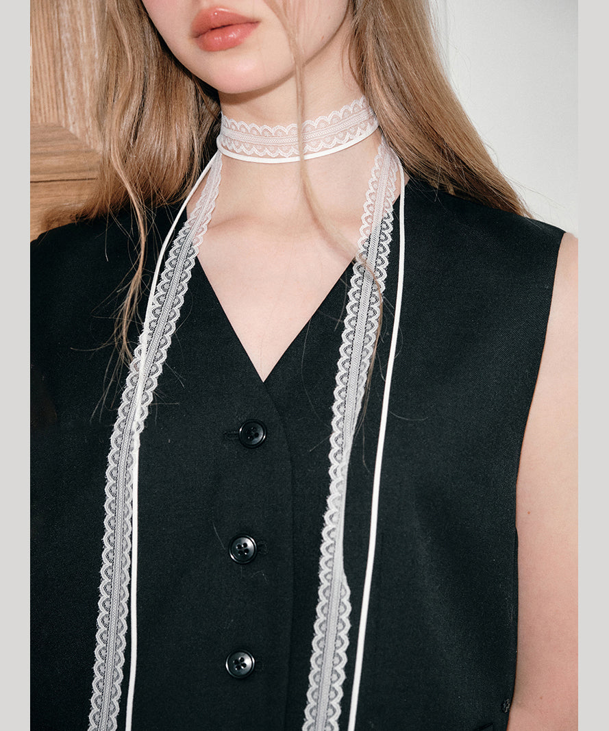 Modern White Lace Hollowed Out Scarves Floral Necklace YR009 ABC