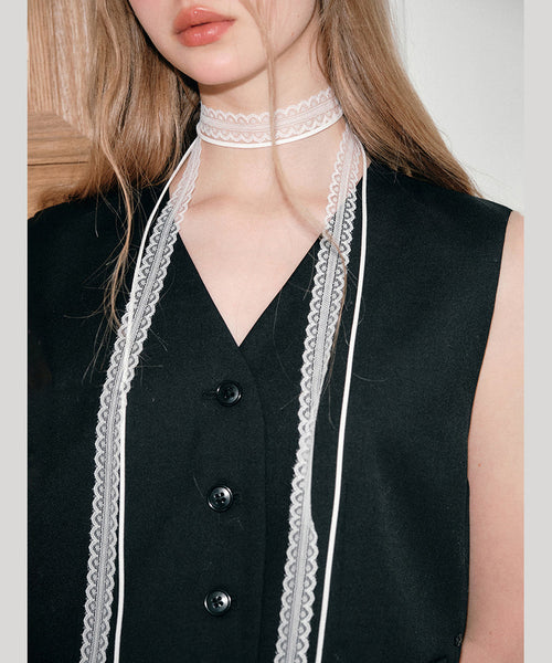 Modern White Lace Hollowed Out Scarves Floral Necklace YR009 ABC