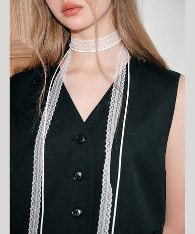 Modern White Lace Hollowed Out Scarves Floral Necklace YR009 ABC