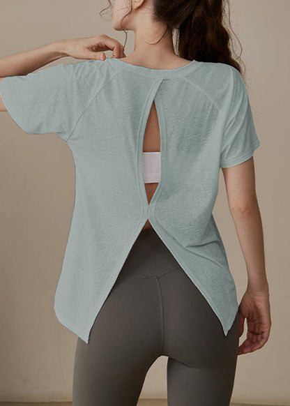 Loose Yoga Modern Tops Out White Hollow O-Neck FashionChic