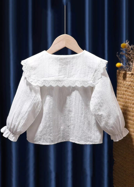 Modern White O-Neck Lace Patchwork Kids Shirt Long Sleeve SS1016 MM-RCTZ-LTP240601