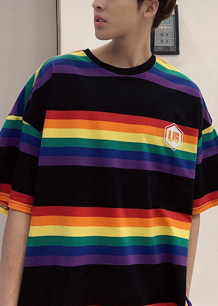 Modern White O Neck Striped Cotton Men Moisture Wicking T Shirts Summer QH004 MENT241019