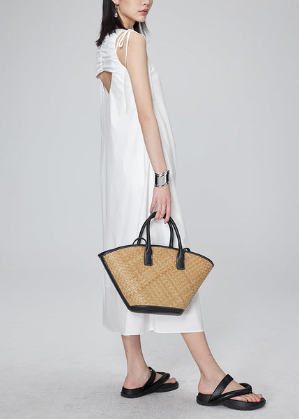 Modern White O-Neck Wrinkled Lace Tie Long Dresses Summer UU1042 SH-LF-SDL240526