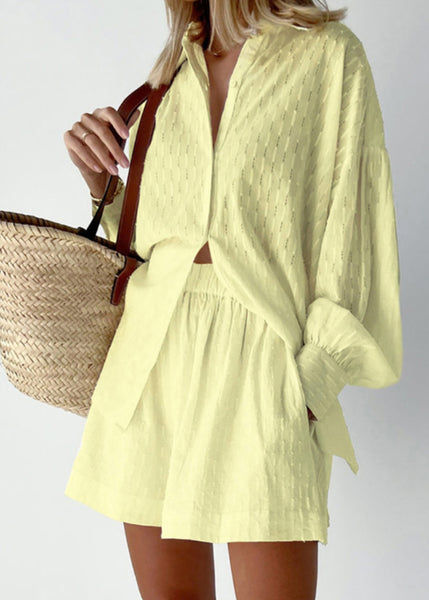 Cotton White Piece Modern Set Jacquard Outfits Two Oversized FashionChic