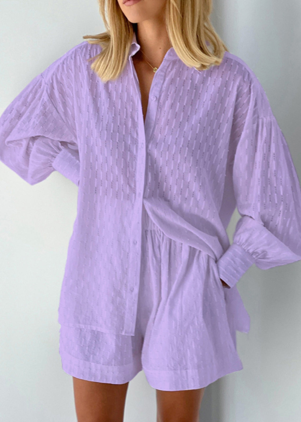 Cotton White Piece Modern Set Jacquard Outfits Two Oversized FashionChic