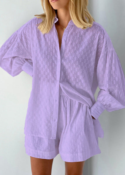 Cotton White Piece Modern Set Jacquard Outfits Two Oversized FashionChic