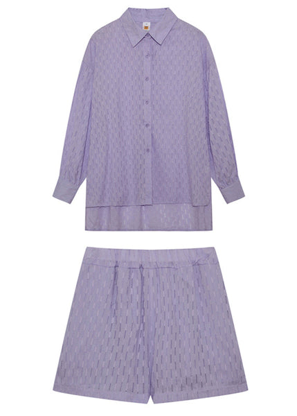 Cotton White Piece Modern Set Jacquard Outfits Two Oversized FashionChic