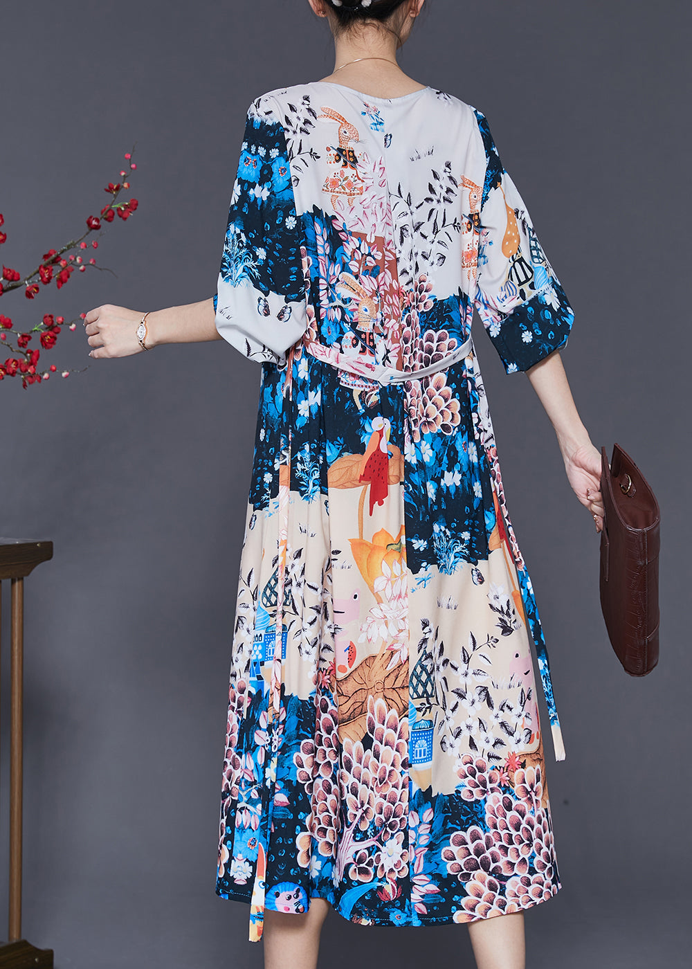 Modern White Oversized Print Silk Robe Dresses Summer SD1033 Ada Fashion