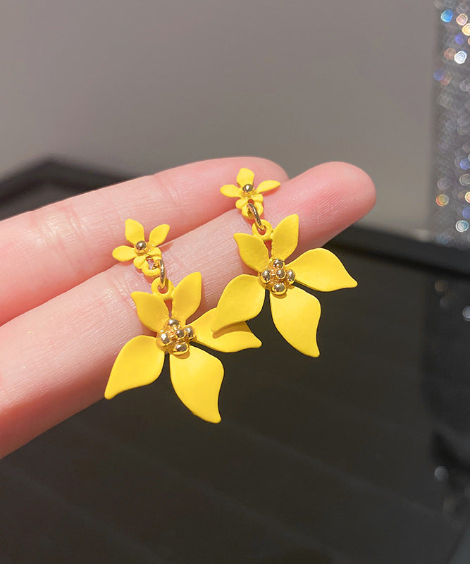 Modern Yellow Sterling Silver Alloy Floral Drop Earrings YZ002 ABC