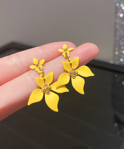 Modern Yellow Sterling Silver Alloy Floral Drop Earrings YZ002 ABC