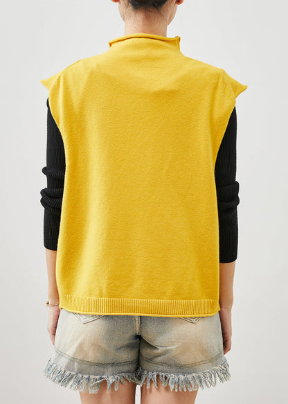 Modern Yellow Turtle Neck Knit Vest Top Spring YU1064 Ada Fashion