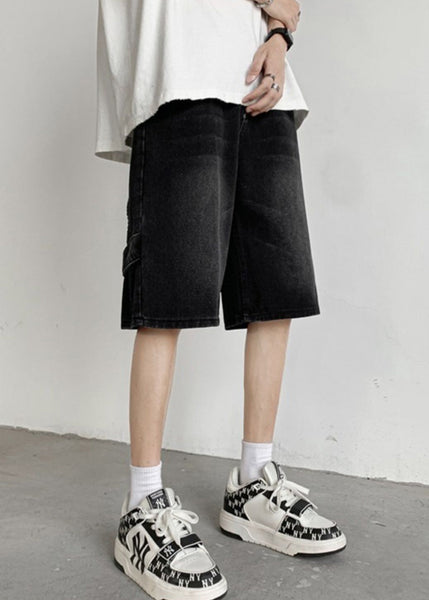 Mud Yellow Pockets Denim Mens Shorts High Waist Summer YL019 ABC