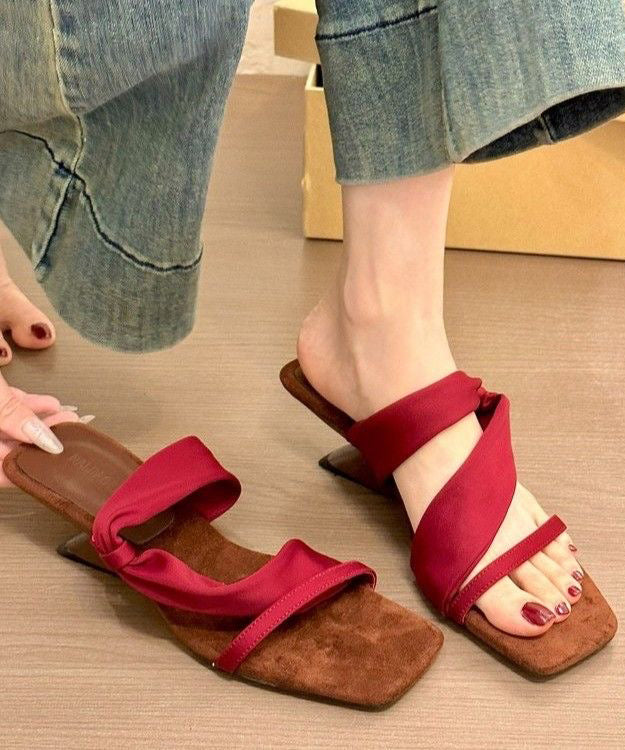 Slide Faux Leather Sandals Boutique Wedge Mulberry Splicing FashionChic