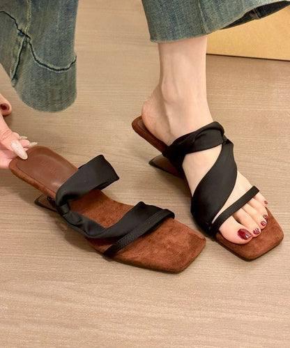 Slide Faux Leather Sandals Boutique Wedge Mulberry Splicing FashionChic